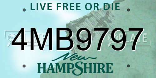4MB9797 New Hampshire License Plate