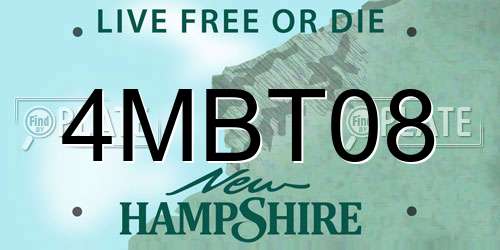 4MBT08 New Hampshire License Plate