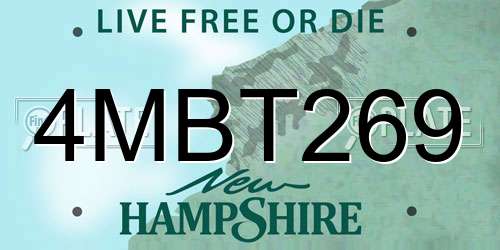 4MBT269 New Hampshire License Plate