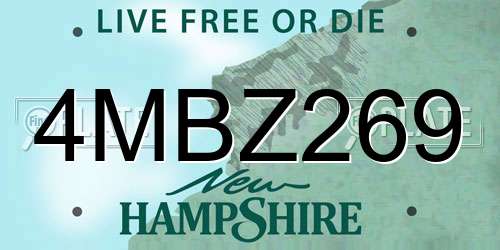 4MBZ269 New Hampshire License Plate