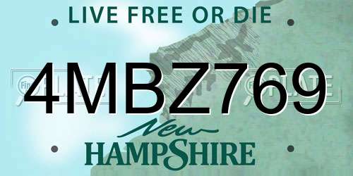 4MBZ769 New Hampshire License Plate