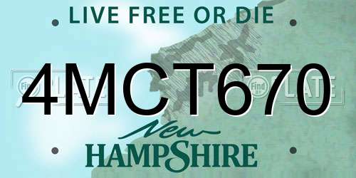4MCT670 New Hampshire License Plate