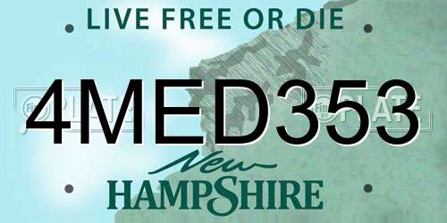 4MED353 New Hampshire License Plate