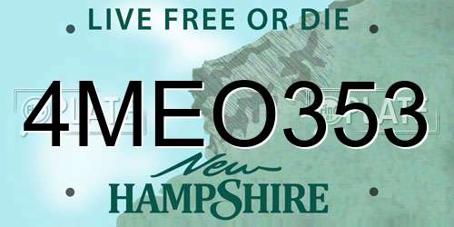 4MEO353 New Hampshire License Plate