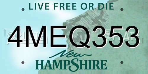 4MEQ353 New Hampshire License Plate