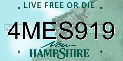 4MES919 New Hampshire License Plate