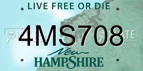 4MS708 New Hampshire License Plate