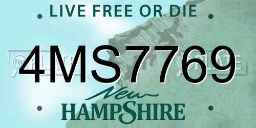 4MS7769 New Hampshire License Plate
