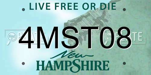 4MST08 New Hampshire License Plate