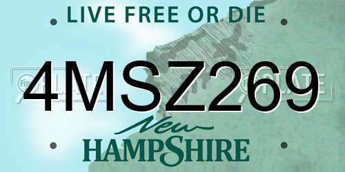 4MSZ269 New Hampshire License Plate