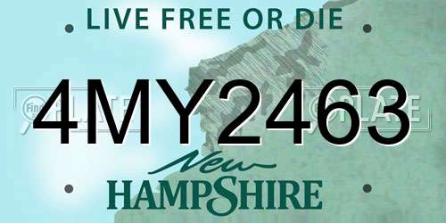 4MY2463 New Hampshire License Plate
