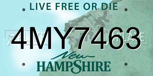 4MY7463 New Hampshire License Plate
