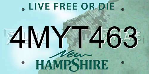 4MYT463 New Hampshire License Plate