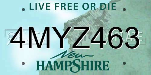 4MYZ463 New Hampshire License Plate