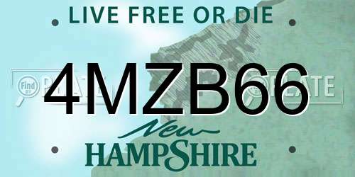 4MZB66 New Hampshire License Plate