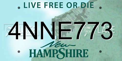 4NNE773 New Hampshire License Plate