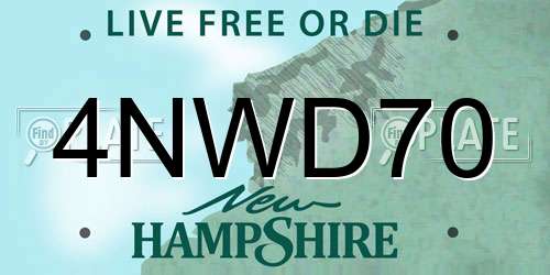 4NWD70 New Hampshire License Plate