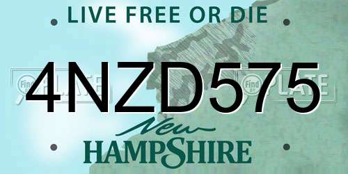 4NZD575 New Hampshire License Plate