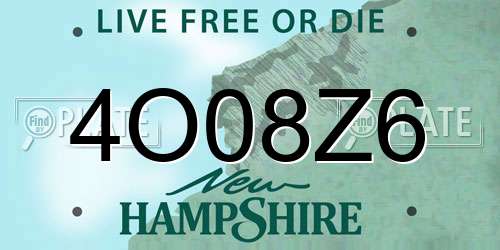 4O08Z6 New Hampshire License Plate
