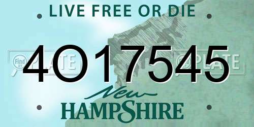 4O17545 New Hampshire License Plate