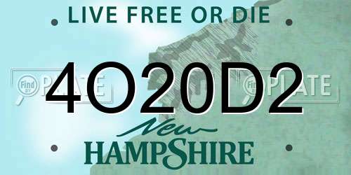4O20D2 New Hampshire License Plate