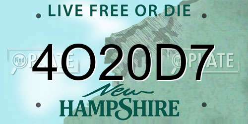 4O20D7 New Hampshire License Plate
