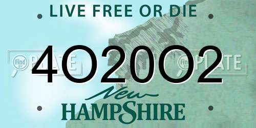 4O20O2 New Hampshire License Plate