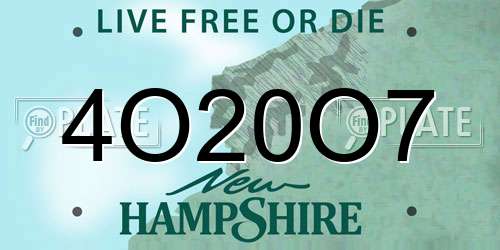 4O20O7 New Hampshire License Plate