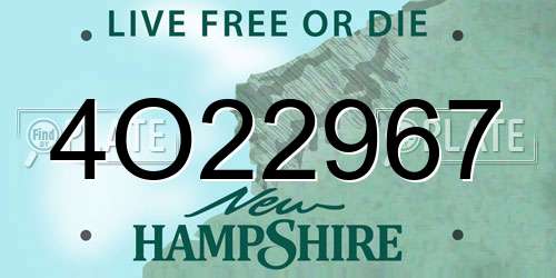4O22967 New Hampshire License Plate