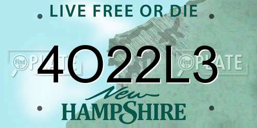 4O22L3 New Hampshire License Plate