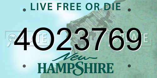 4O23769 New Hampshire License Plate