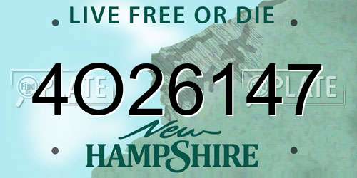 4O26147 New Hampshire License Plate