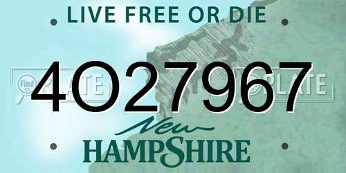 4O27967 New Hampshire License Plate