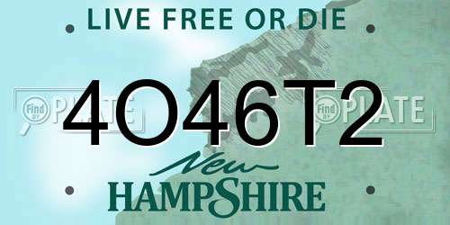 4O46T2 New Hampshire License Plate
