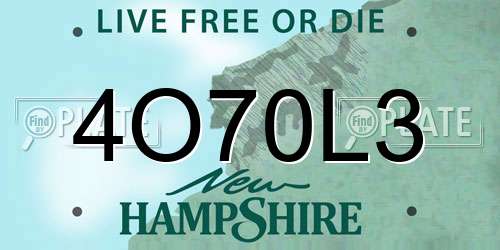 4O70L3 New Hampshire License Plate