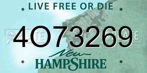 4O73269 New Hampshire License Plate
