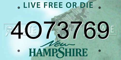 4O73769 New Hampshire License Plate