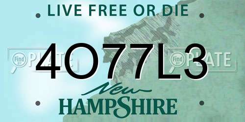 4O77L3 New Hampshire License Plate