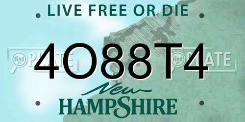 4O88T4 New Hampshire License Plate