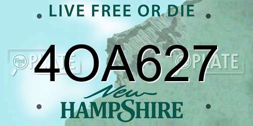 4OA627 New Hampshire License Plate