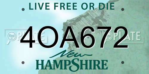 4OA672 New Hampshire License Plate