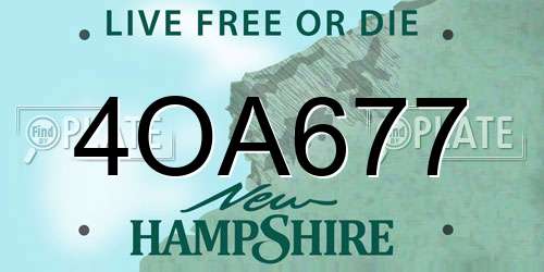 4OA677 New Hampshire License Plate