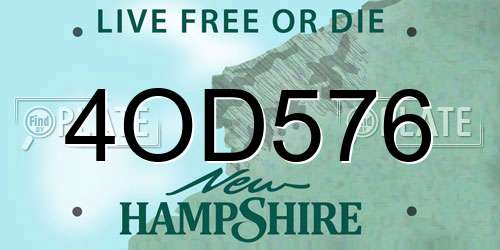 4OD576 New Hampshire License Plate
