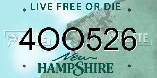 4OO526 New Hampshire License Plate