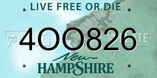 4OO826 New Hampshire License Plate
