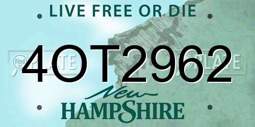 4OT2962 New Hampshire License Plate