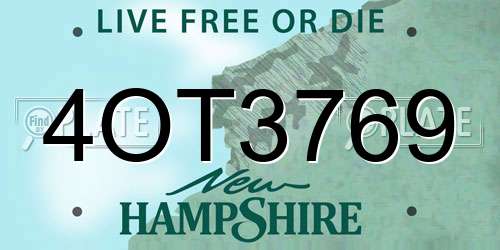 4OT3769 New Hampshire License Plate