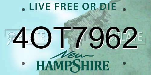 4OT7962 New Hampshire License Plate