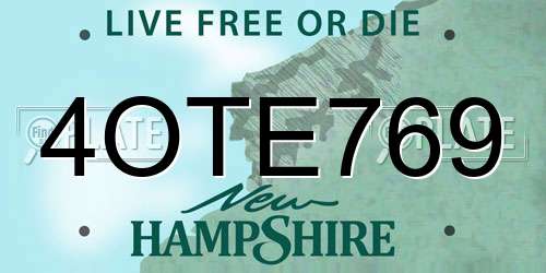 4OTE769 New Hampshire License Plate