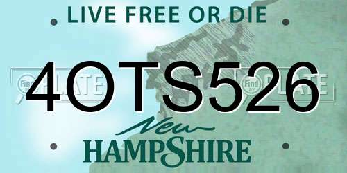 4OTS526 New Hampshire License Plate
